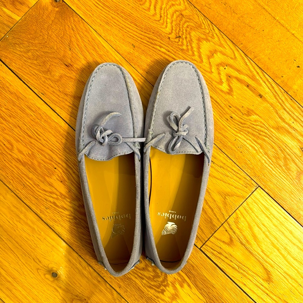 Bobbies baby blue suede driving loafers. Size 42